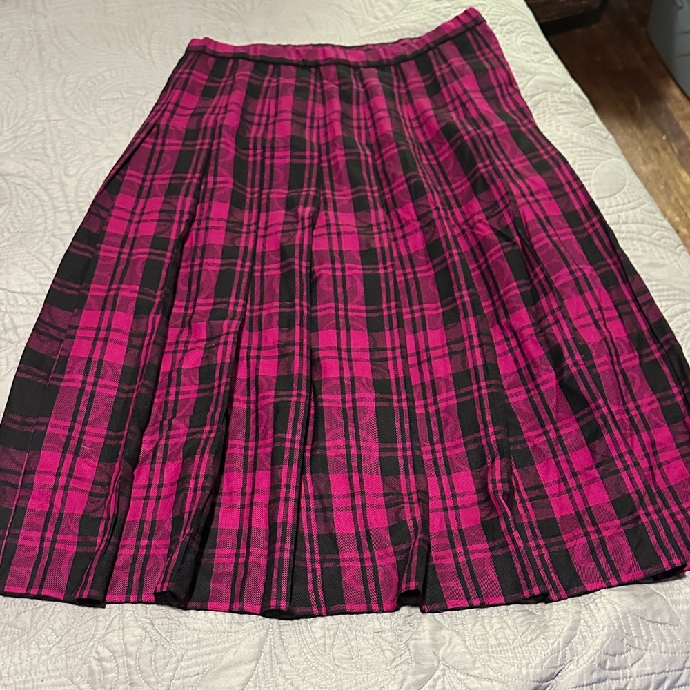 Vintage Pendleton Plaid Pink and Black Women's Wool Skirt